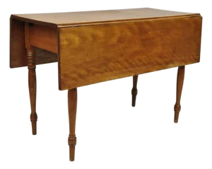 Antique French Country Farmhouse Cherry Wood Drop Leaf Extension Dining Table