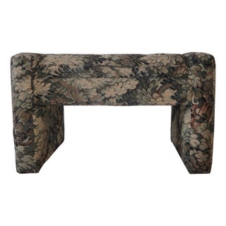 Vintage Parsons Style Upholstered Ottoman in Floral Tapestry Fabric For Sale