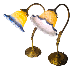 Brass Bedside Lamps, 1975, Set of 2