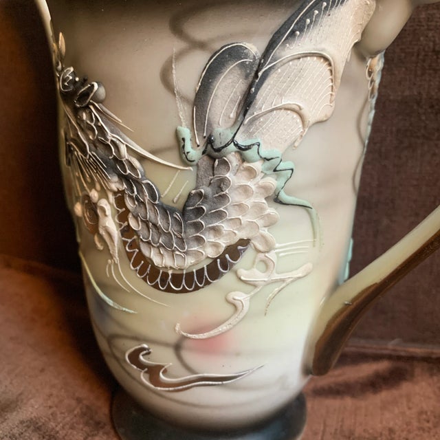 Antique Japanese Moriage Dragonware Hand-Painted Tea Pot by Fairytale China For Sale - Image 4 of 12