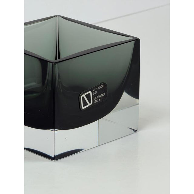 A 1970s murano sommerso glass bowl by vincenzo nason for v. Nason & cie, executed in substantial layers of smoked gray and...