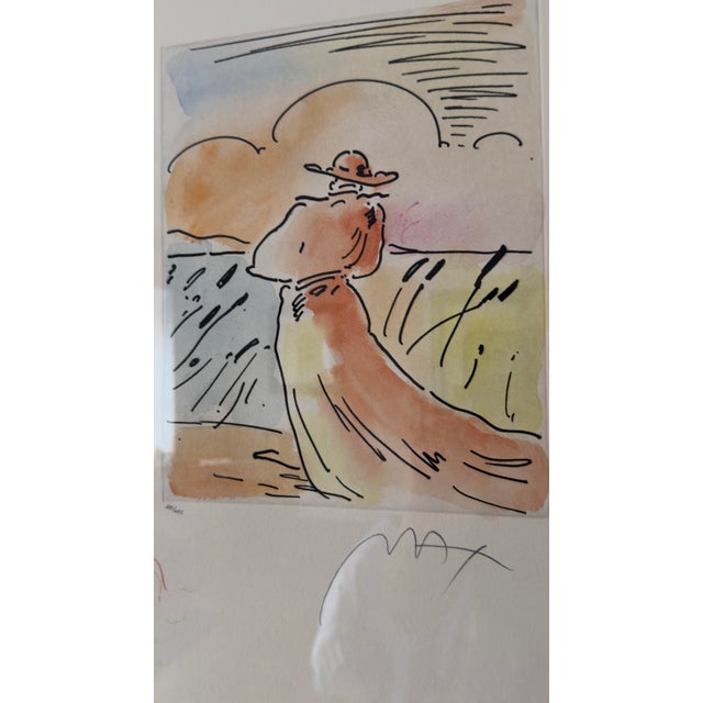 Late 20th Century Peter Max, Walking With Reeds (Angel/Boat), Hand-Colored Framed Etching, Signed With Remarques For Sale - Image 14 of 14