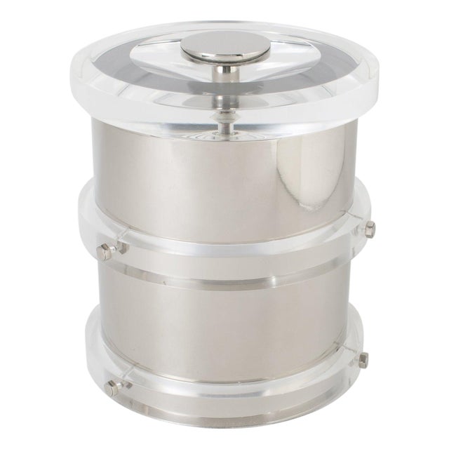 Noel BC Modernist Barware Chrome and Lucite Ice Bucket, circa 1980 For Sale