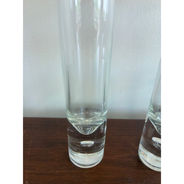 Set of 3 Vintage Controlled Bubble Glass Bud Vases With Heavy Bases For Sale - Image 4 of 8