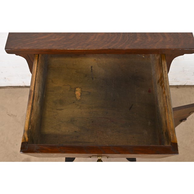 Stickley Brothers Style Antique Mission Oak Arts & Crafts Cellarette or Smoker Stand, Circa 1910 For Sale In South Bend - Image 6 of 12