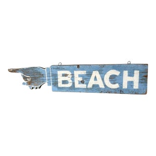 Early 20th Century Original Blue Painted Beach Sign For Sale