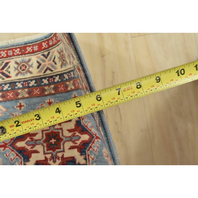 Kazak Runner 2’9” X 9’3” Blue Wool Tribal Hand-Knotted Oriental Rug For Sale - Image 11 of 13