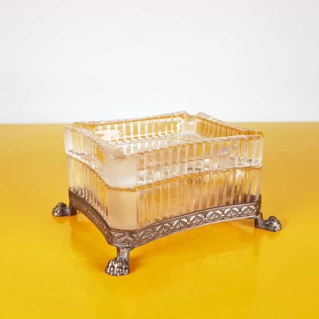 Antique Ashtray in Glass and Decorated Metal For Sale - Image 11 of 11