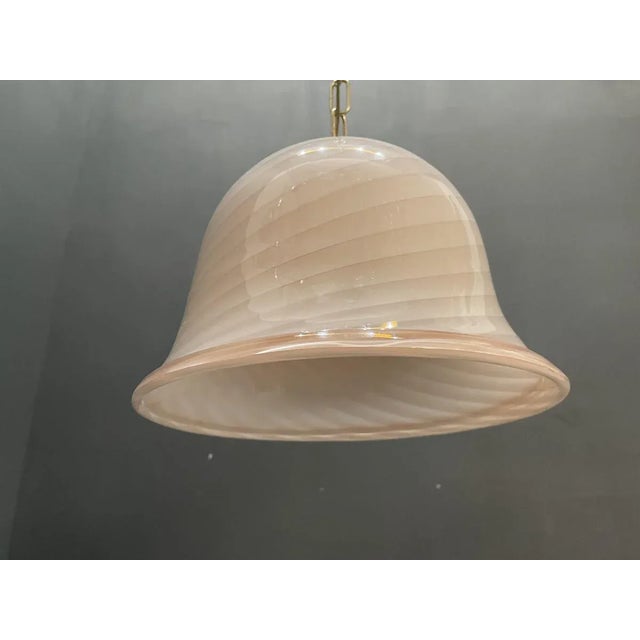 1970s Pink Swirl Murano Glass Pendant Lamp from Venini For Sale - Image 5 of 11