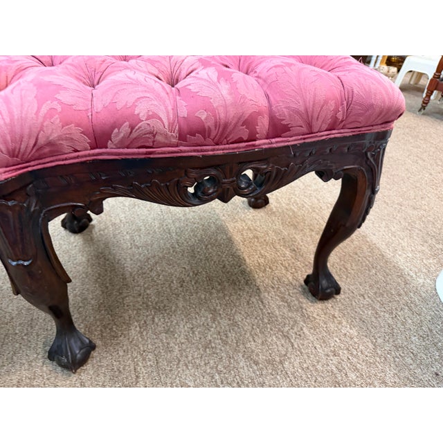 Chippendale 1960s Chippendale-Style Carved Mahogany Bench For Sale - Image 3 of 10