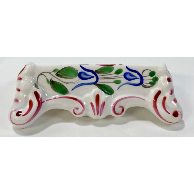 Antique Hand-Painted French Porcelain Knife Rests, Set of 6 For Sale - Image 9 of 11