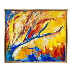 1970s Original Fauvist Abstract Impasto Painting, Framed