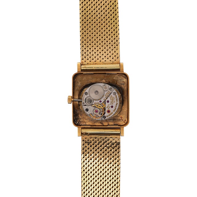Vintage Patek Philippe 25mm Square Ellipse 18k Gold Black Dial Watch For Sale - Image 11 of 16