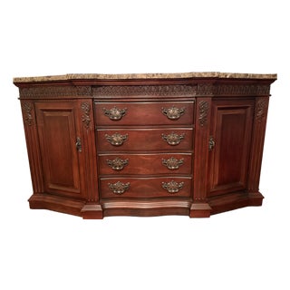 Late 20th Century Bernhardt Embassy Row Buffet Sideboard Credenza With Marble Top For Sale