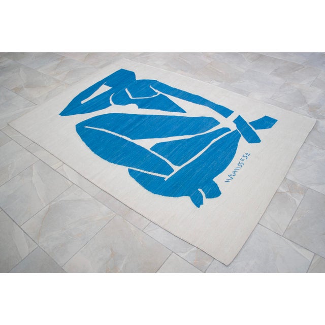 Henri Matisse Henri Matisse Blue Nude 3 Inspired Silk Hand Woven Rug For Sale - Image 4 of 15