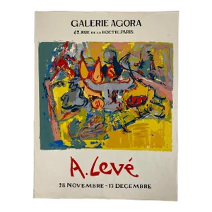 Original Abstract Art Exhibition Poster From Paris France, Work by A. Leve