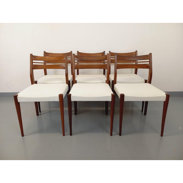 1960s Vintage Scandinavian Dining Chairs in Teak and French Terry Fabric, 1960s, Set of 6 For Sale - Image 5 of 15