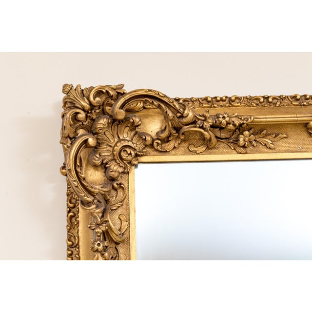 Large Victorian Rococo Revival Giltwood Wall Mirror, C. 1880, Ornately Carved Louis XV Style For Sale - Image 4 of 11