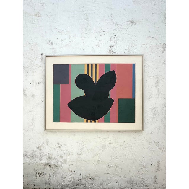 Abstract Vintage Geometric Block Print on Paper Signed by Sidney Guberman For Sale - Image 3 of 6
