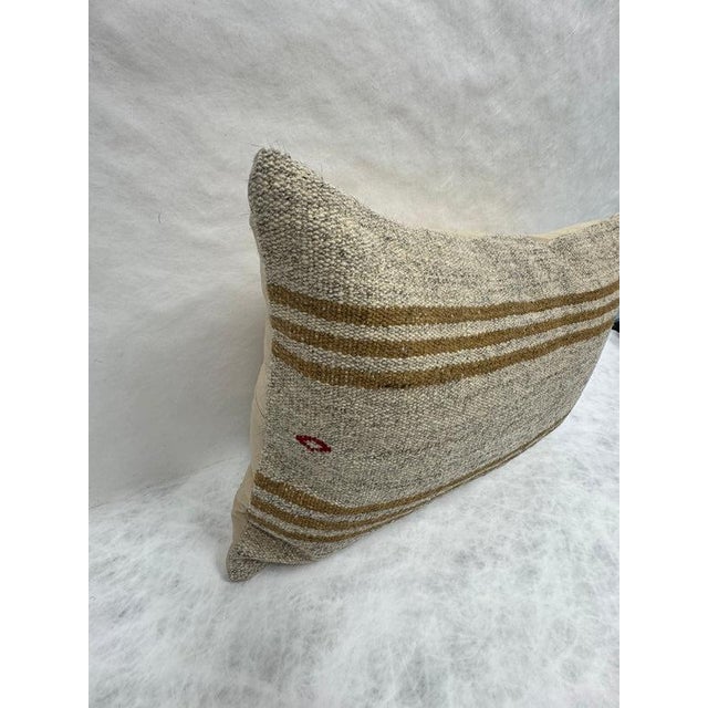 Contemporary Turkish Hemp Pillow Cushion Natural Beige Rusty Brown Pillow Cushion Cover 16" x 24" For Sale - Image 3 of 4