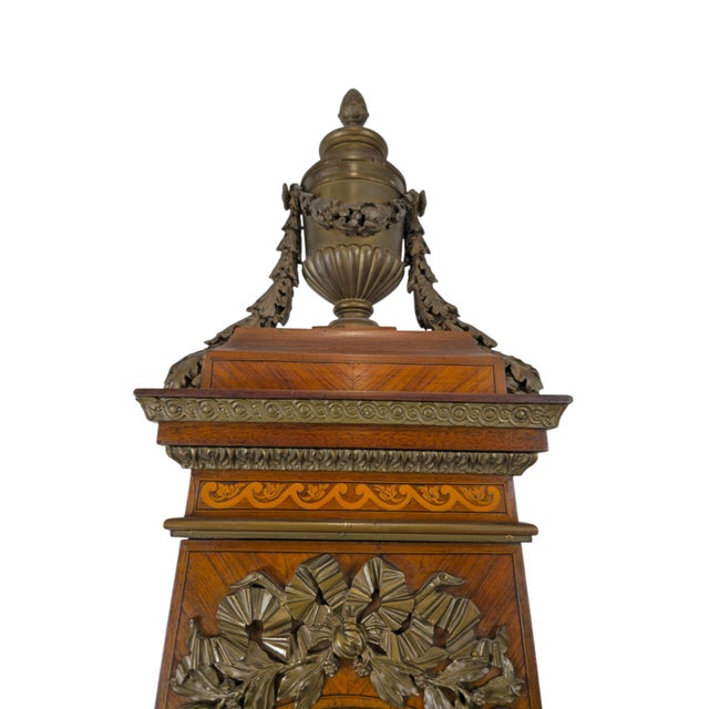 Brown French Inlaid Tapered Longcase Clock with Ormolu, 1870s For Sale - Image 8 of 12