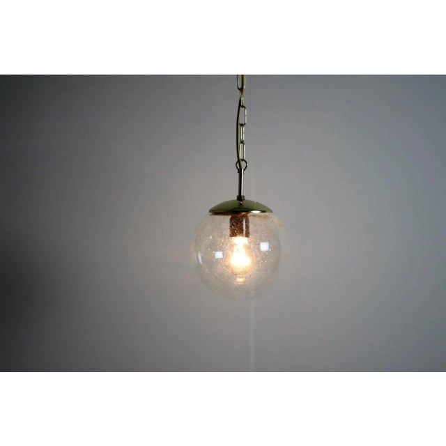 Metal Mid-Century Grey Glass & Brass Pendant, 1970s For Sale - Image 7 of 8