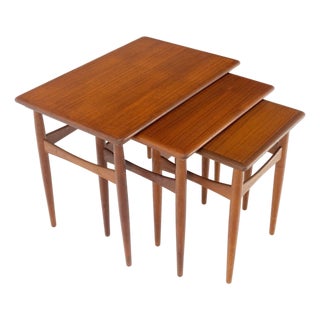 Set of 3 Danish Mid-Century Modern Teak Nesting Side Occasional Tables Mint! For Sale