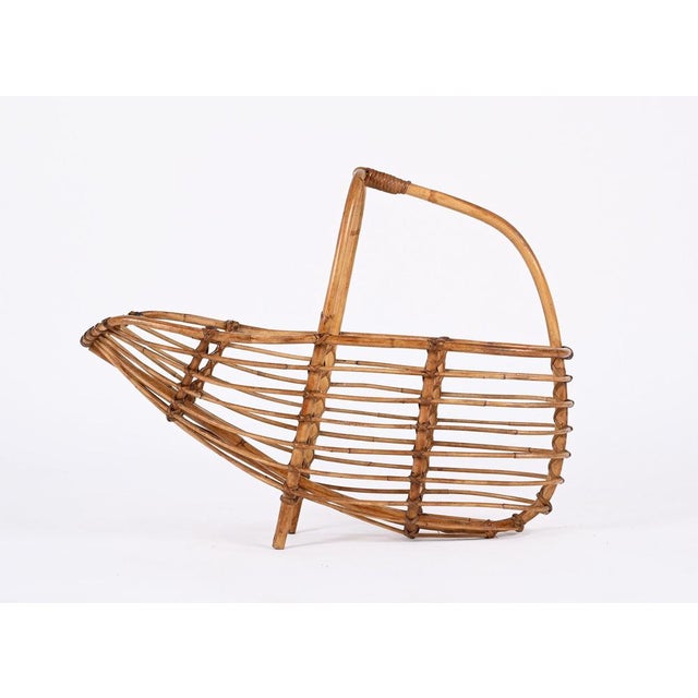 Mid-Century French Riviera Bamboo & Rattan Magazine Rack, Italy, 1960s For Sale - Image 6 of 18
