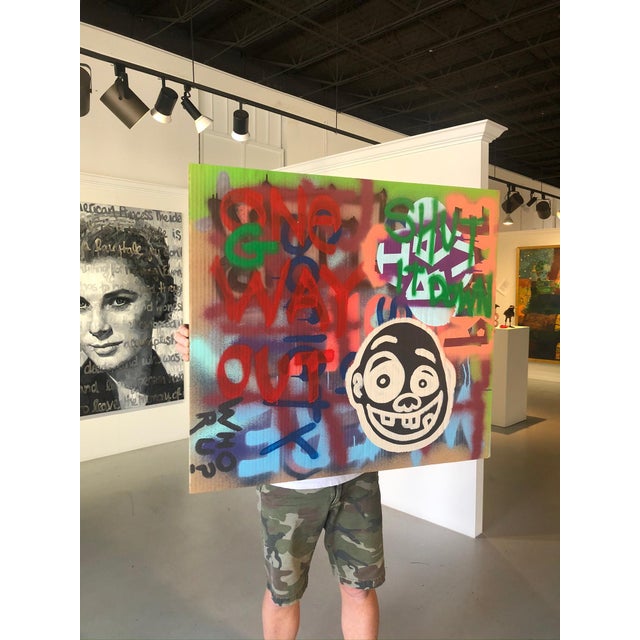 Wood William Finlayson Jr. Acrylic on Cardboard Titled: “Shut it Down” 2018 For Sale - Image 7 of 7