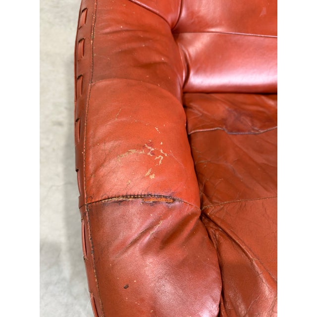 1970s Brazilian Modernist Leather Lounge Chair Pair With Ottoman Attrb Jean Gillon for Probel For Sale - Image 9 of 12