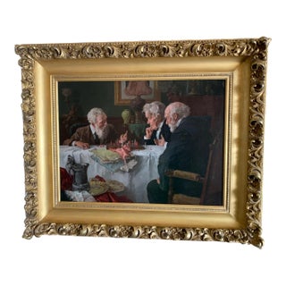 Late 19th Century "Checkmated" Figurative Oil Painting, Framed For Sale