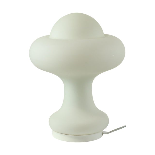 White Mushroom Table Lamp in Frosted Glass from Peill & Putzler, 1960s For Sale - Image 8 of 13