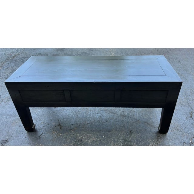 Vintage Asian inspired coffee table with three drawers in front. Very versatile and sophisticated piece of furniture. The...