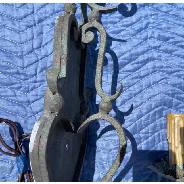 Arte De Mexico N. Hollywood Hand Wrought Iron Handmade Wall Light Sconces, Pair For Sale - Image 10 of 10