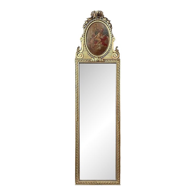 Antique French Louis XVI Gilded Trumeau Mirror For Sale