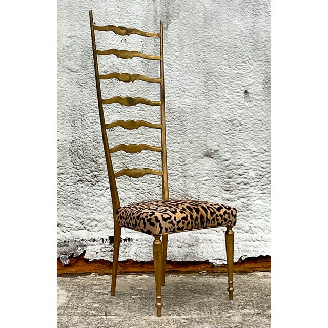 Gio Ponti Vintage Gilt Ladderback Chair After Gio Ponti For Sale - Image 4 of 7