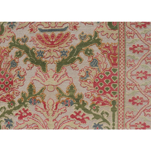 Textile Antique Spanish Gallery Rug With Coral, Olive, and Cream Floral Design For Sale - Image 7 of 15