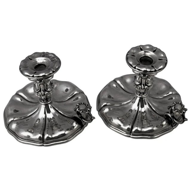 Baroque Italian Silver Candleholders, 1875-1880, Set of 2 For Sale - Image 3 of 3