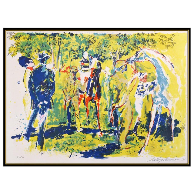 Modern 1971 Paddock II Modern Yellow Serigraph LeRoy Neiman For Sale - Image 3 of 6