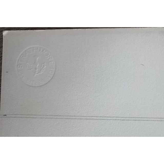 Gray 1970s Original Signed Henderson "Study for Guitar" Pencil and White Wash Sketch in Grey Linen and Gold Matting For Sale - Image 8 of 14