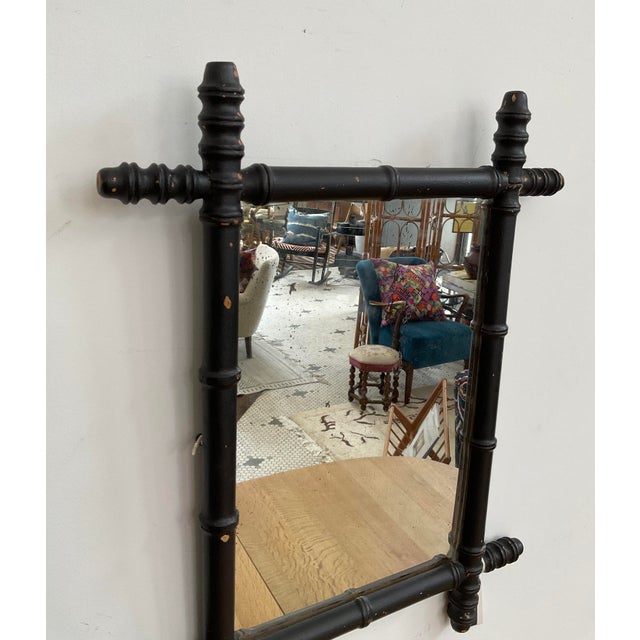 Wood Early 20th C. Antique Faux Bamboo French Provincial Mirror For Sale - Image 7 of 13