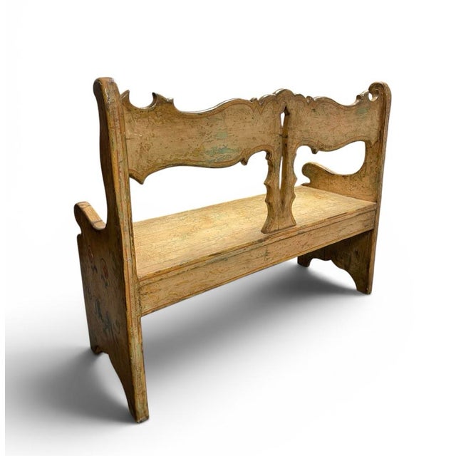 19th Century Continental Painted Pine Bench / Settee For Sale - Image 9 of 10