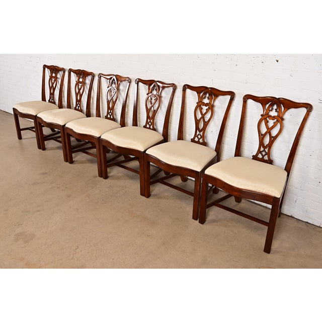 Maitland - Smith Maitland Smith Georgian Carved Mahogany Dining Chairs, Set of Six For Sale - Image 4 of 13