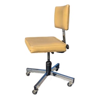 Mid-Century InterRoyal Steel, Chrome and Faux-Leather Office Chair For Sale