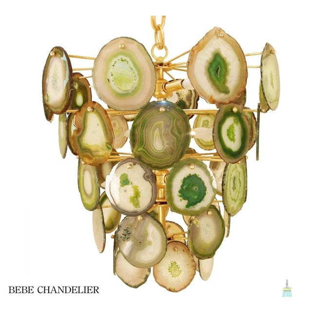 Metal Marjorie Skouras Transitional Bebe Grey and White Agate Chandelier For Sale - Image 7 of 9