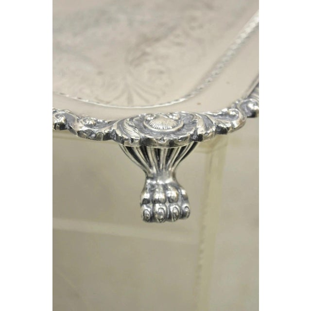 Antique English Victorian Rectangular Silver Plated Platter Bar Tray on Paw Feet For Sale - Image 10 of 11