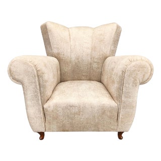 Mid-Century Italian Velvet Lounge Armchair, 1950s For Sale