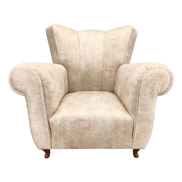 Mid-Century Italian Velvet Lounge Armchair, 1950s For Sale