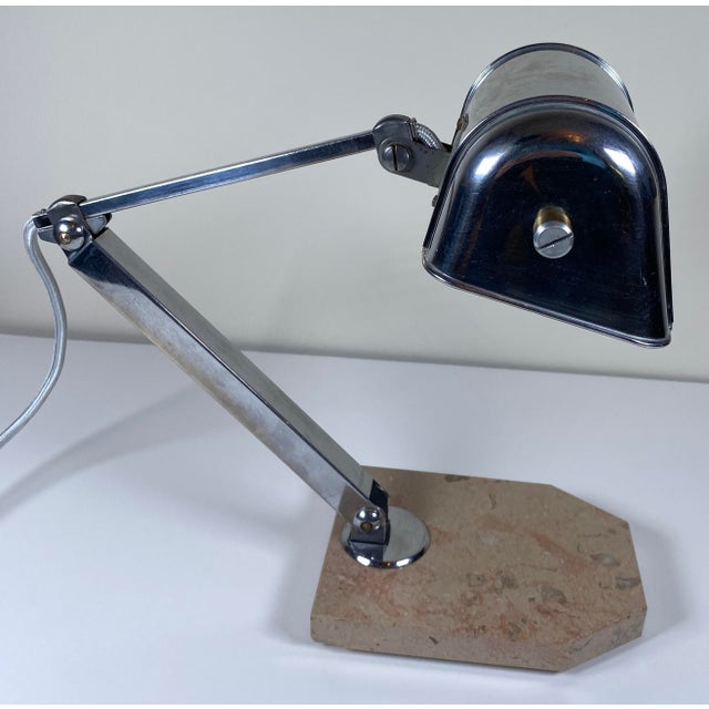 Vintage Chrome Articulated Desk Lamp With Stone Base For Sale - Image 4 of 5