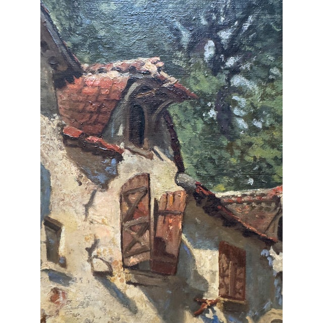 Large 19th-Century French Village Oil Painting by Jean-Georges Pasquet, After Dameron For Sale - Image 10 of 18